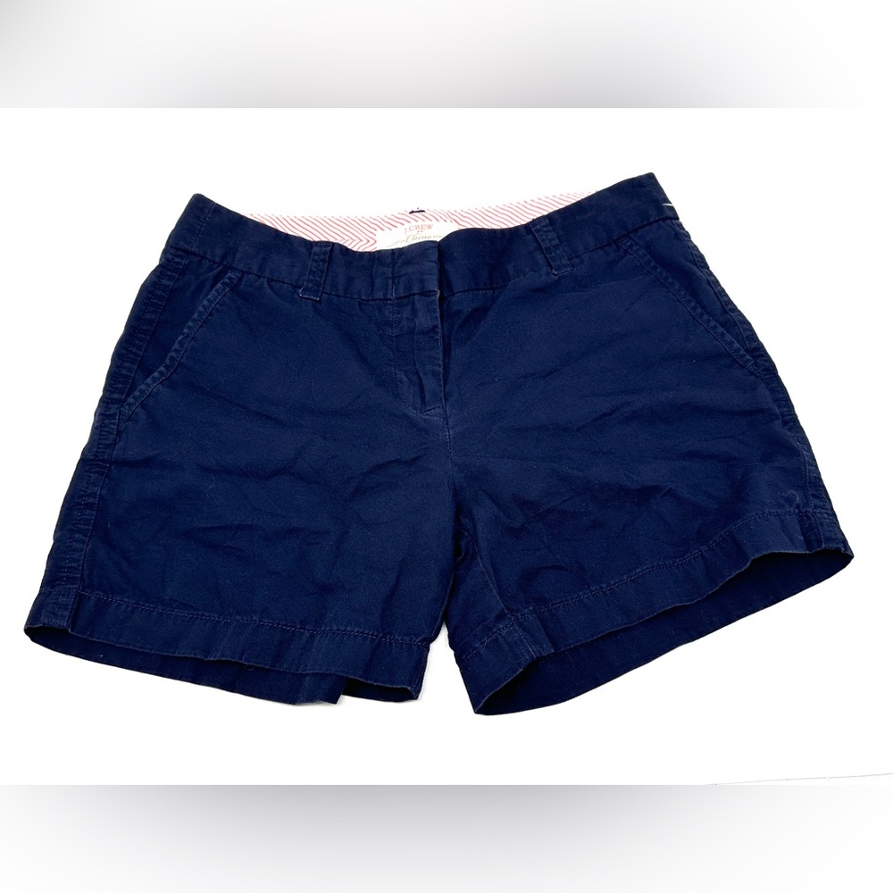 J Crew Cotton Blue Chino Shorts Pockets Womens Size 2
